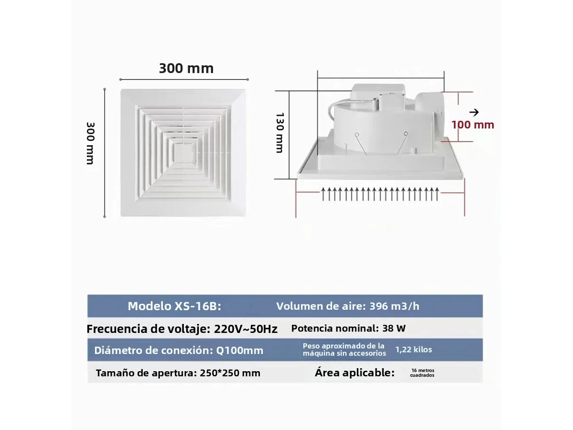 Ventilador De Teto (10 Polegadas) Projetado Especificamente Para Cozinhas E Banheiros, Com Grande Volume De Ar E Forte Sucção.