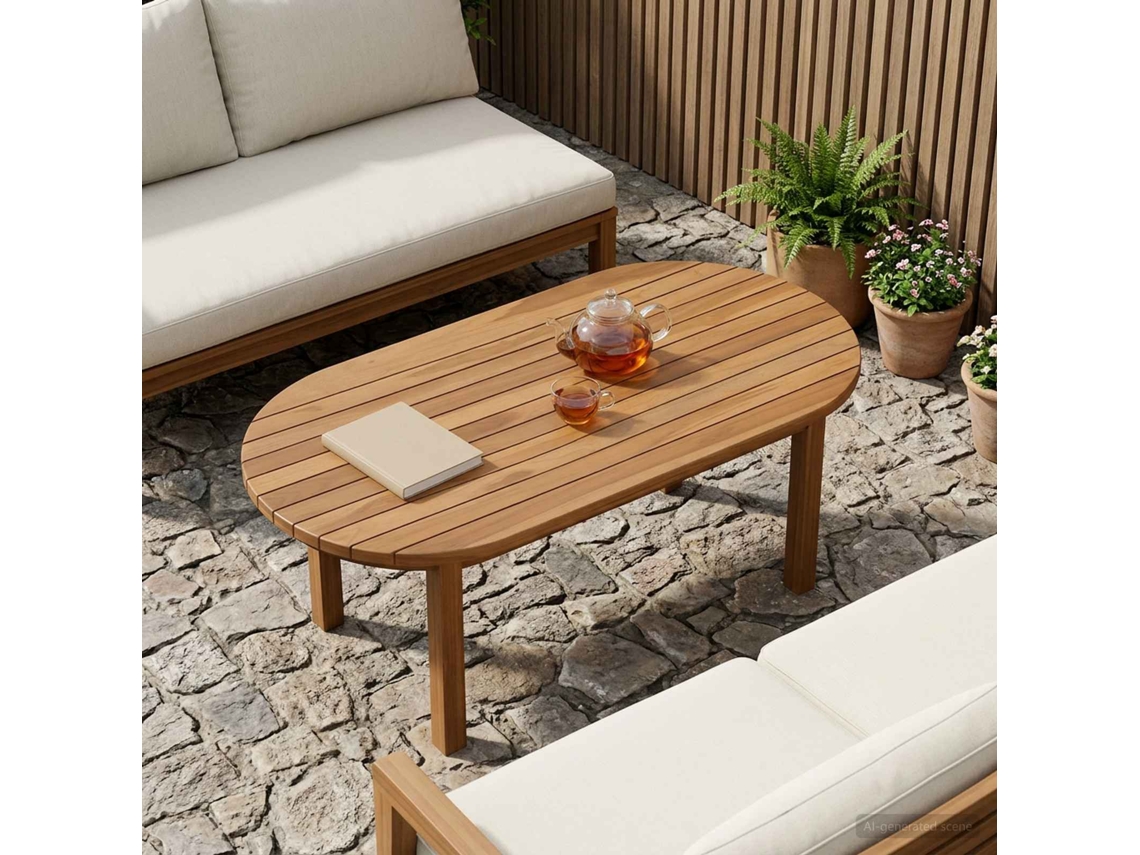 Vidaxl Tampo De Mesa 90 X 45 X 3,5 Cm Oval Madeira De Teca Sólida