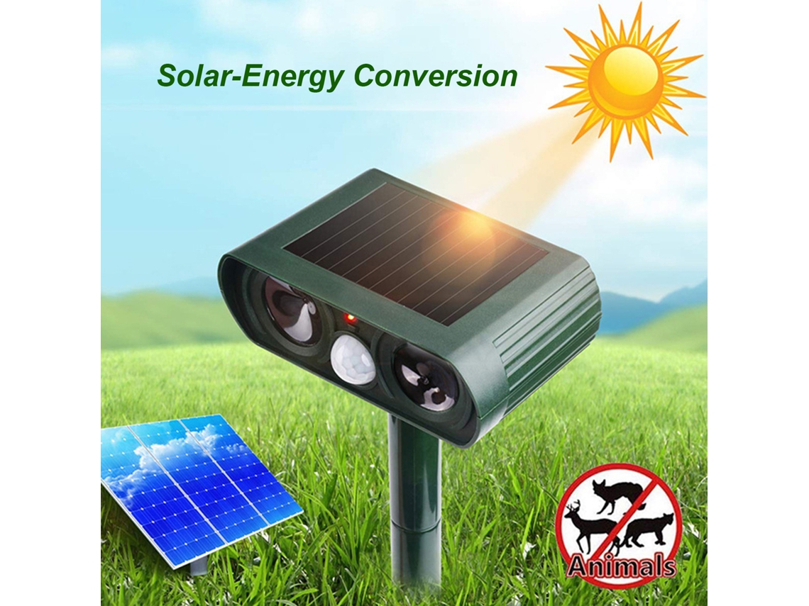 Repelente de animais wh 510 solar ultrassônico recarregável para jardim, quintal, fazenda | S/MARCA