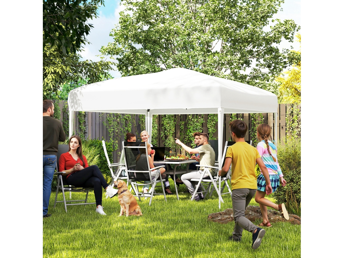 Carpa Plegable 3x3 M Con Bolsa De Transporte Altura Ajustable Anti-uv Para Terraza Patio Playa Blanco Plata
