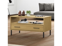 Vidaxl Mesa Centro C/ Pernas De Metal 85x50x45cm Oslo Madeira Castanho