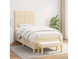 Vidaxl Cama Com Molas/colchão 90x200 Cm Tecido Cor Crème