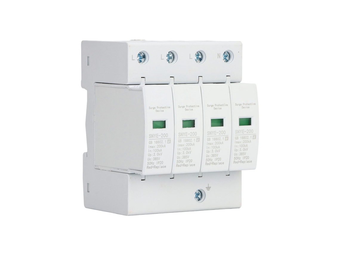 Protetor De Surtos 200ka 4p 385v Janela Visual Material Pc Terminal Isolado Plug-in Branco
