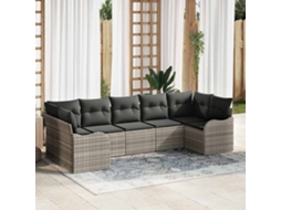 Vidaxl Conjunto De Sofá De Jardim Com Almofada 7 Pcs Cinzento-claro