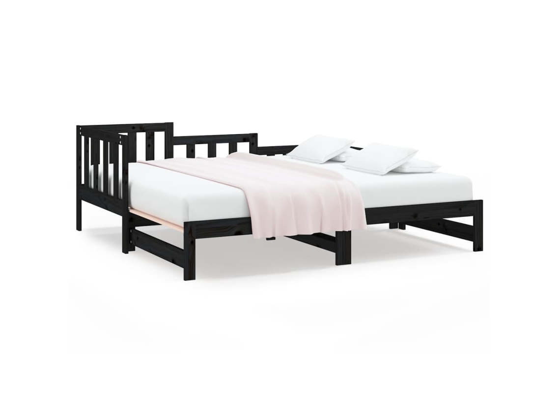 Sofá cama de Puxar 2x Cm Pinho Maciço Preto MAISON EXCLUSIVE (80x200)