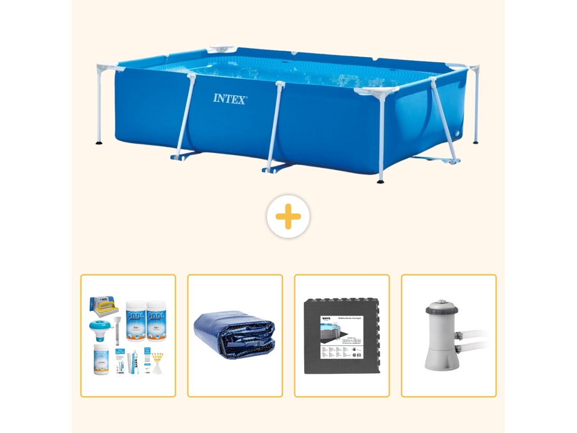 Intex Piscina Com Estrutura Retangular - 300x200x75 Cm - 5-peças S59