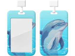 Porta Crachá Com Estampa De Golfinho, Fofo E Com Cordão Capa Protetora De Plástico Impermeável Crachás, Ideal