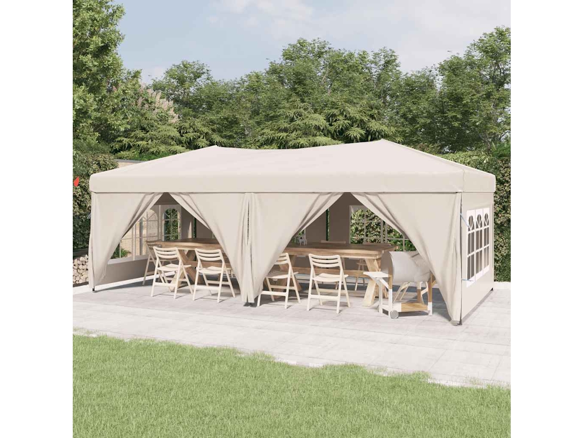 Vidaxl Tenda Para Festas Dobrável Com Paredes Laterais 3x6 M Creme