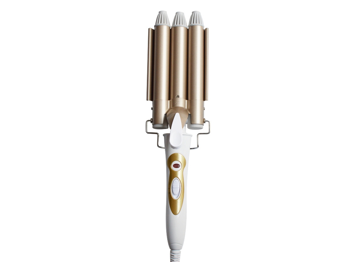 Modelador de Cabeça de Rolo de Ovo Modelador de Cabelo Dourado de Três Hastes Modelador de Água Modelador de Cabelo Permanente Dourado
