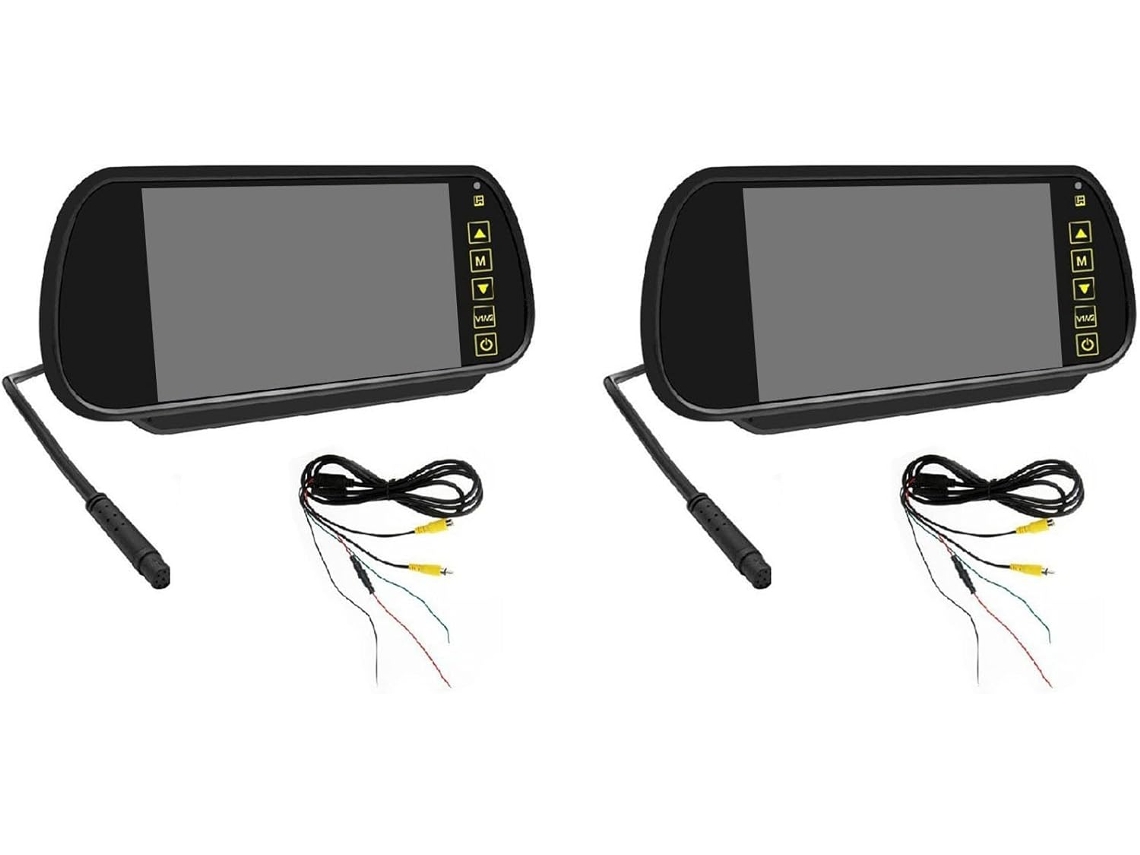Kit com 2 Monitores Lcd de 7 Polegadas para Espelho Retrovisor de Carro SFUSHOS