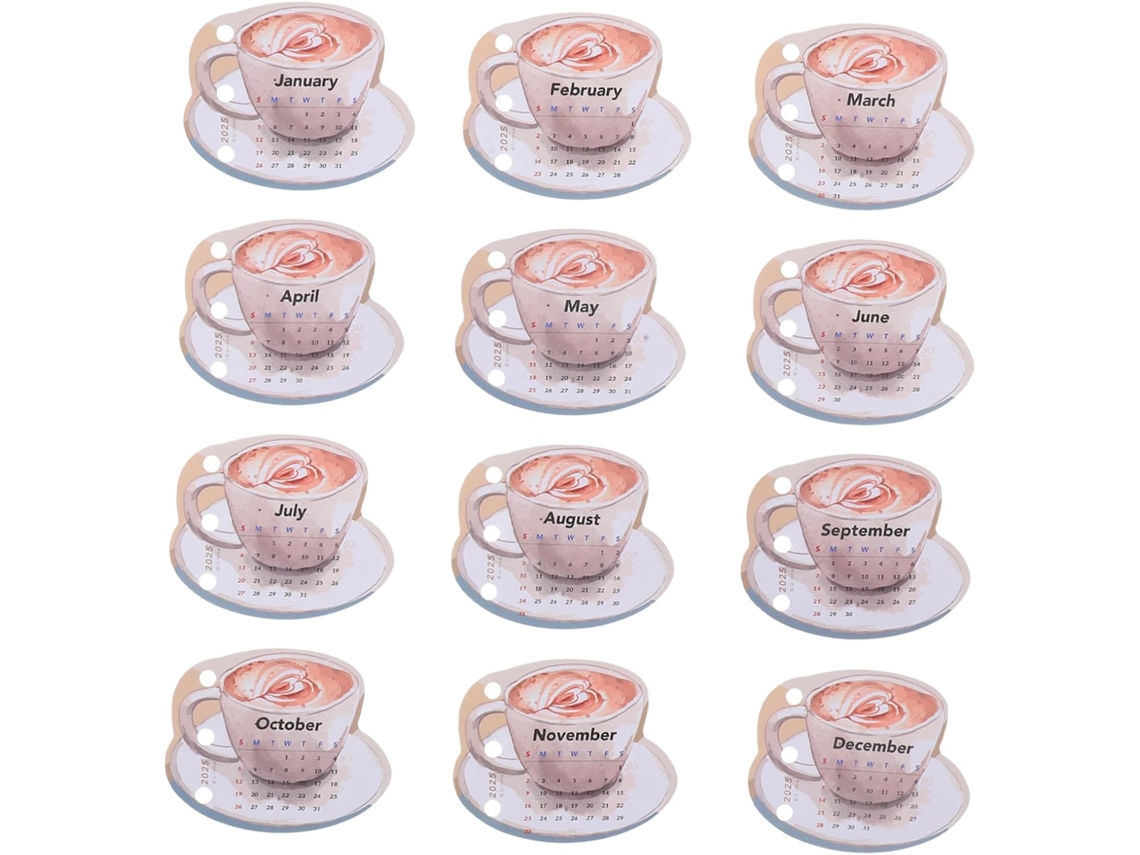 Calendário De Mesa Retrô Com Design Vintage 3 Furos Para Folhas