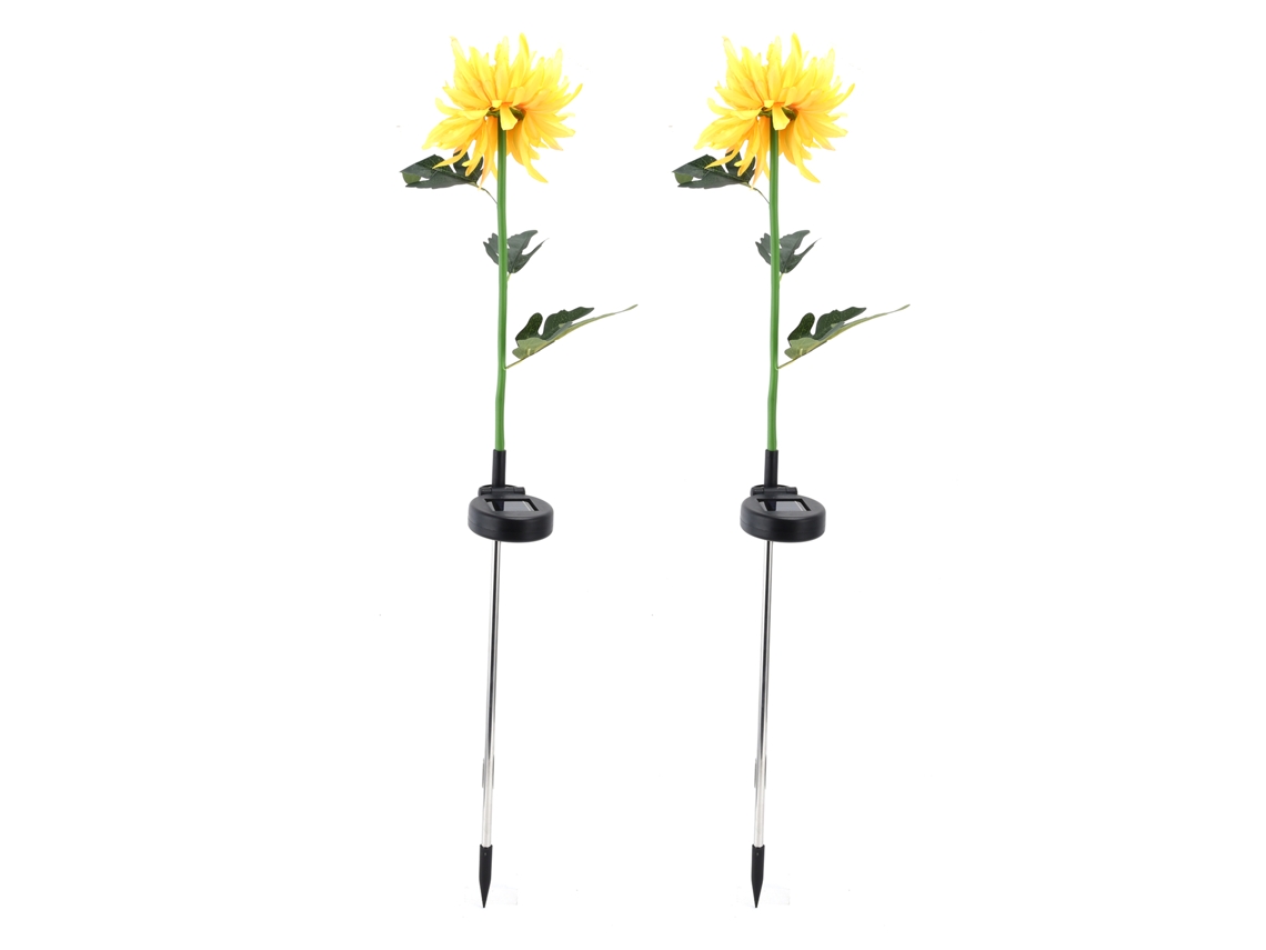 2026 2pcs Lámpara Solar Led de Flores de Crisantemo para Jardín Exterior Patio Jardin Amarillo