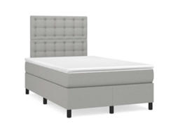 Vidaxl Cama Boxspring Com Colchão 120x190 Cm Tecido Cinzento-claro