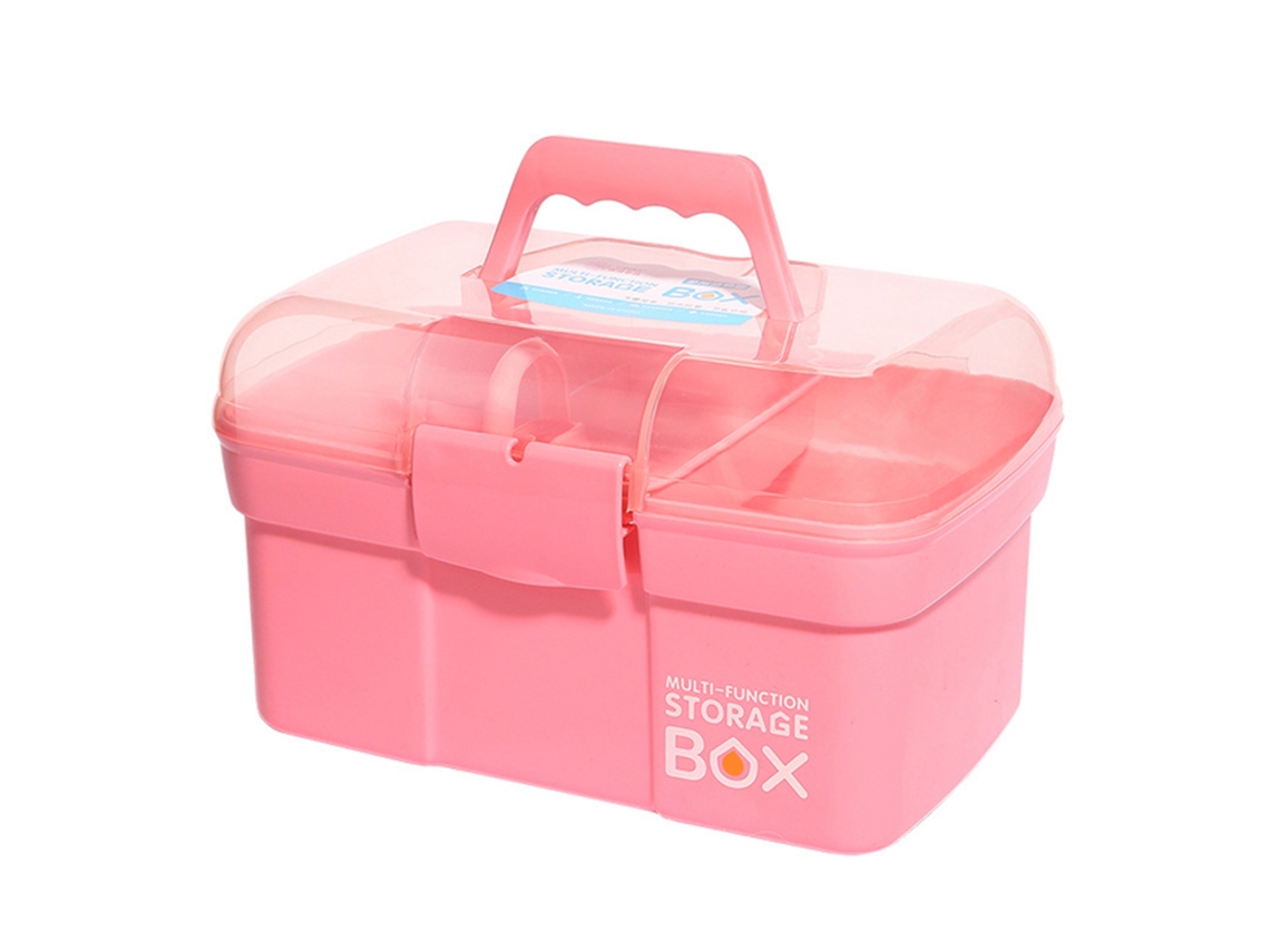 Caixa organizadora Rebe de plástico com bandeja removível para esmaltes, organizador multiuso para nail art e cosméticos.