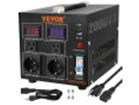 VEVOR Transformador de Conversão de Tensão 2000W Transformador de Elevação para Serviço Pesado com Plugue Americano Saída Ue 5V Porta Usb