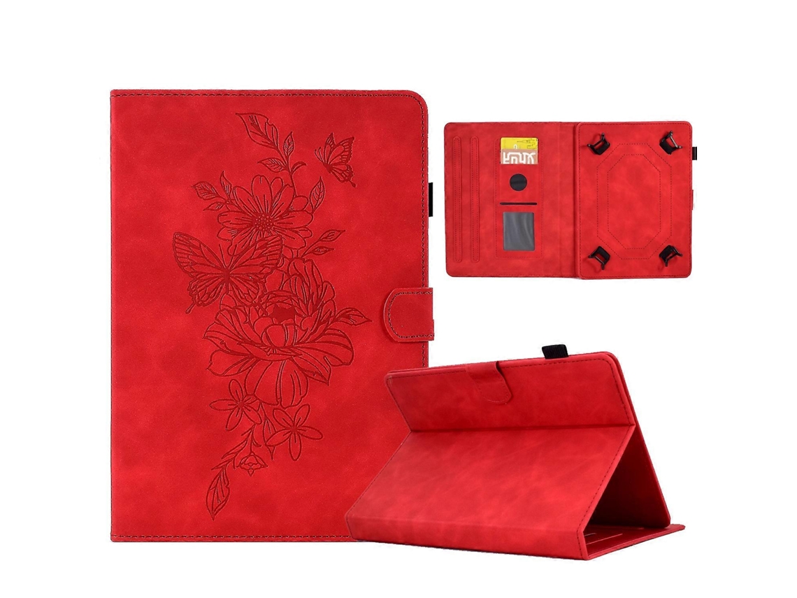 Capa de couro com estampa de borboleta e peônia da Webake para tablets de 10 polegadas