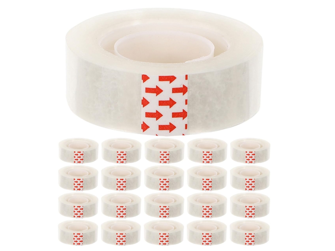 24 rolos de fita adesiva transparente brilhante multiuso para mesa, casa, dispensadores e material escolar, 1,8 cm