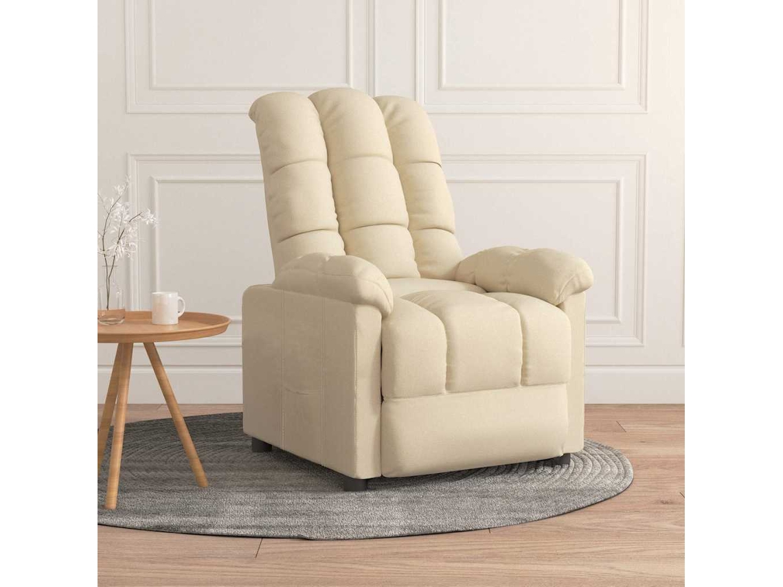 Vidaxl Poltrona Reclinável Tecido Cor Creme