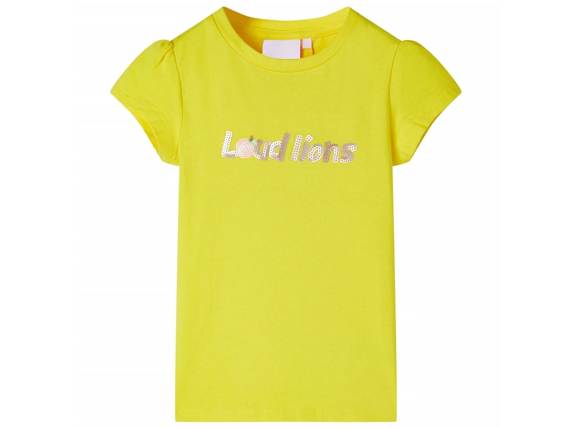 T-shirt De Manga Curta Para Criança Amarelo-brilhante 140