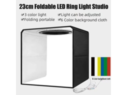 Caixa de luz portátil de 25x25 cm para fotografia de produtos com 6 fundos e alimentação USB.