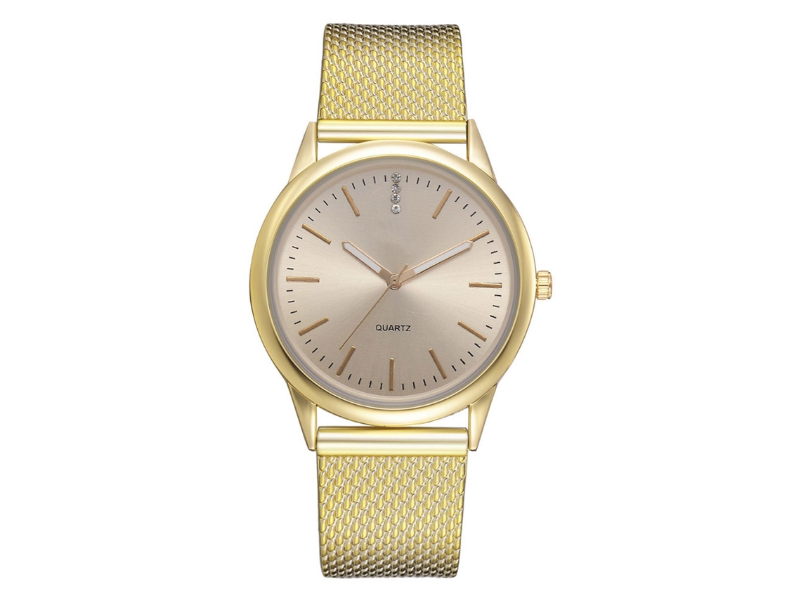 Relógio de Pulso Feminino Lvpai Quartzo com Pulseira de Silicone e Strass Dourado