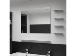 Vidaxl Espelho De Parede Com 5 Prateleiras 80x60 Cm Prateado