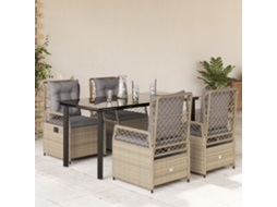 Vidaxl 5 Pcs Conjunto De Jantar P/ Jardim Com Almofadões Vime Pe Bege