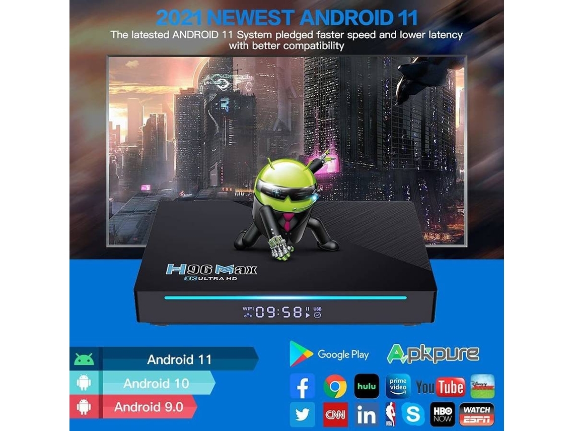 Box Smart TV YDCY H96MAX 727-XW (Android - 8K Ultra HD - 4 GB RAM - Wi ...