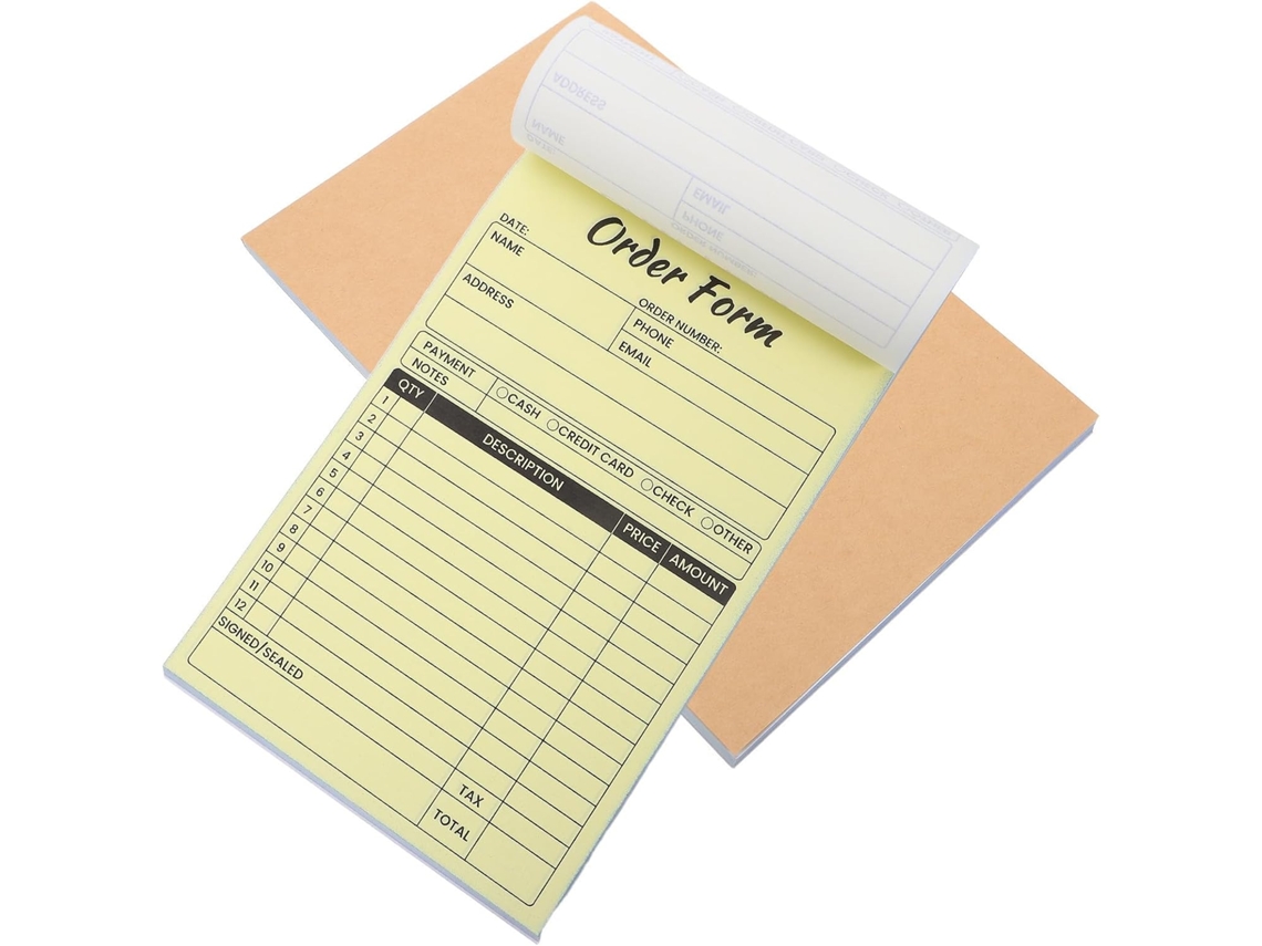 Doitool Carnet De Reçus Pour Petites Entreprises 2pcs 100 Feuilles Papier Blanc Bloc-notes De Commande À