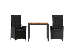 Garden Dining Set, Garden Dining Sets Vidaxl Preto Rattan / Vime (90 Cm Table Length)