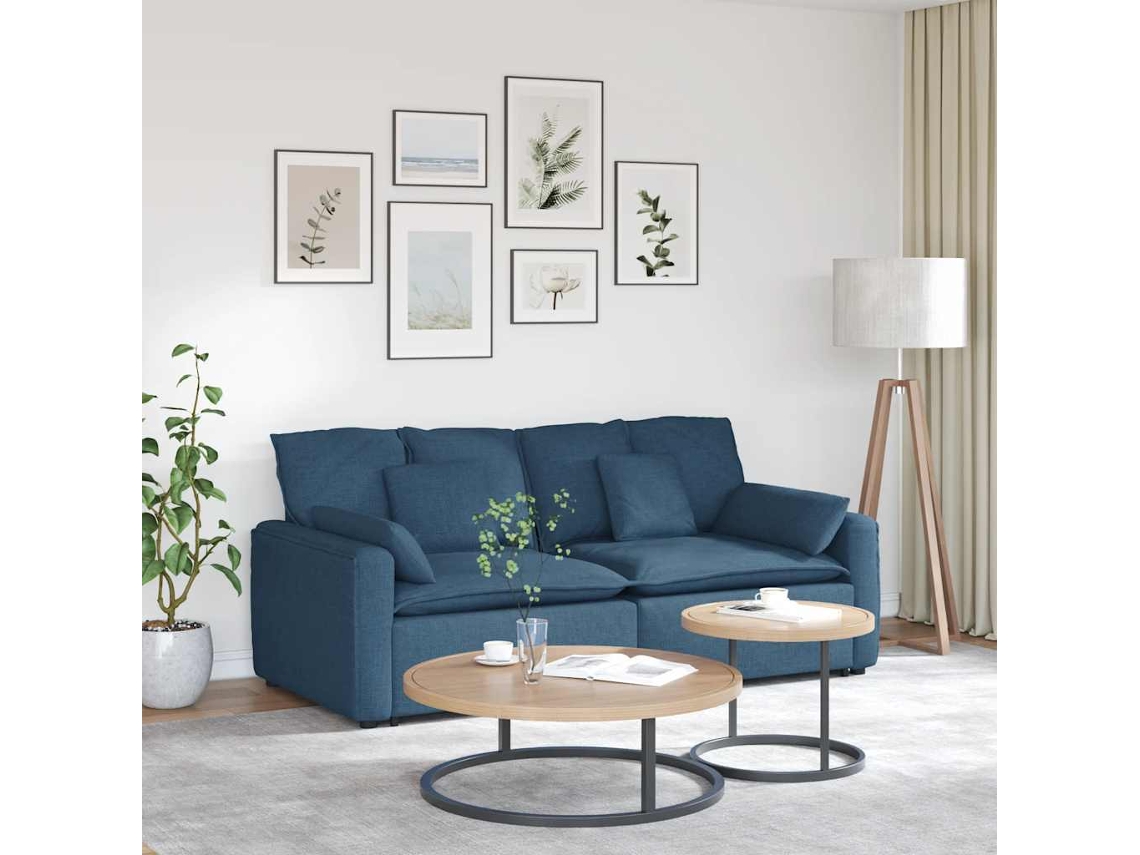 Vidaxl Sofá Modular Com Almofadas Azul