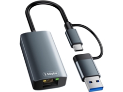 Adaptador Ethernet Usb-c 2.5gbps Com Porta Rj45 Alta Velocidade 2500mbps