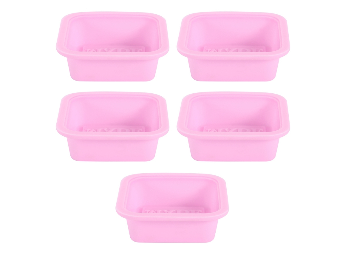 5 Peças Moldes Bolo Silicone Quadrado Artesanal Rosa