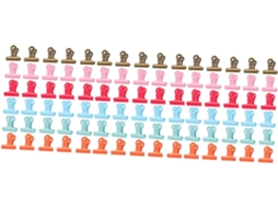 Conjunto de 120 clipes redondos de metal para mesa e escola, clipes de papel sortidos e organizador.