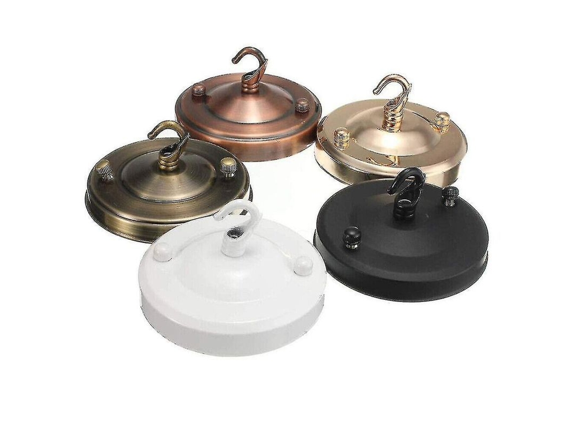 Kit De Suporte De Placa De Teto Para Lâmpada Pendente Em Ferro, Carga Máxima 10kg, 2 Unidades, Fácil Instalação Preto
