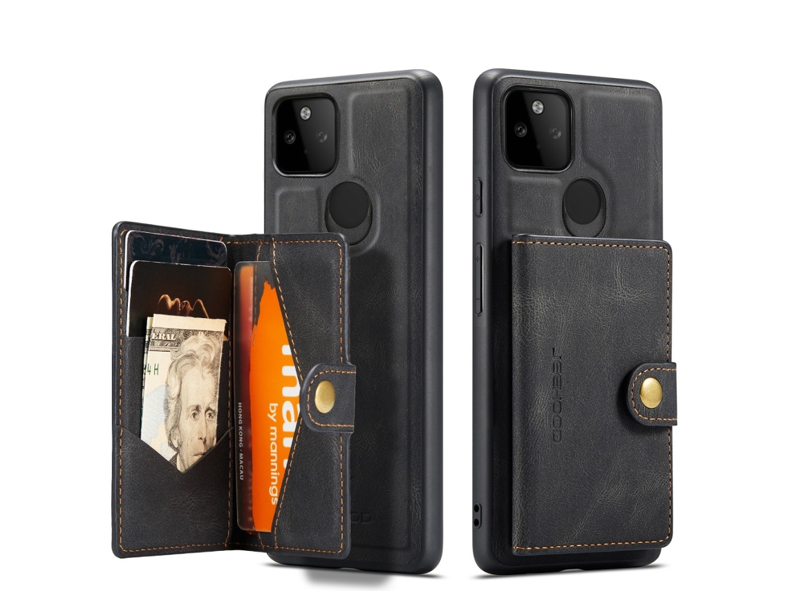Capa Design Fecho Destacável Para Google Google Pixel 5a 5g Pele Sintética Magnética Preto
