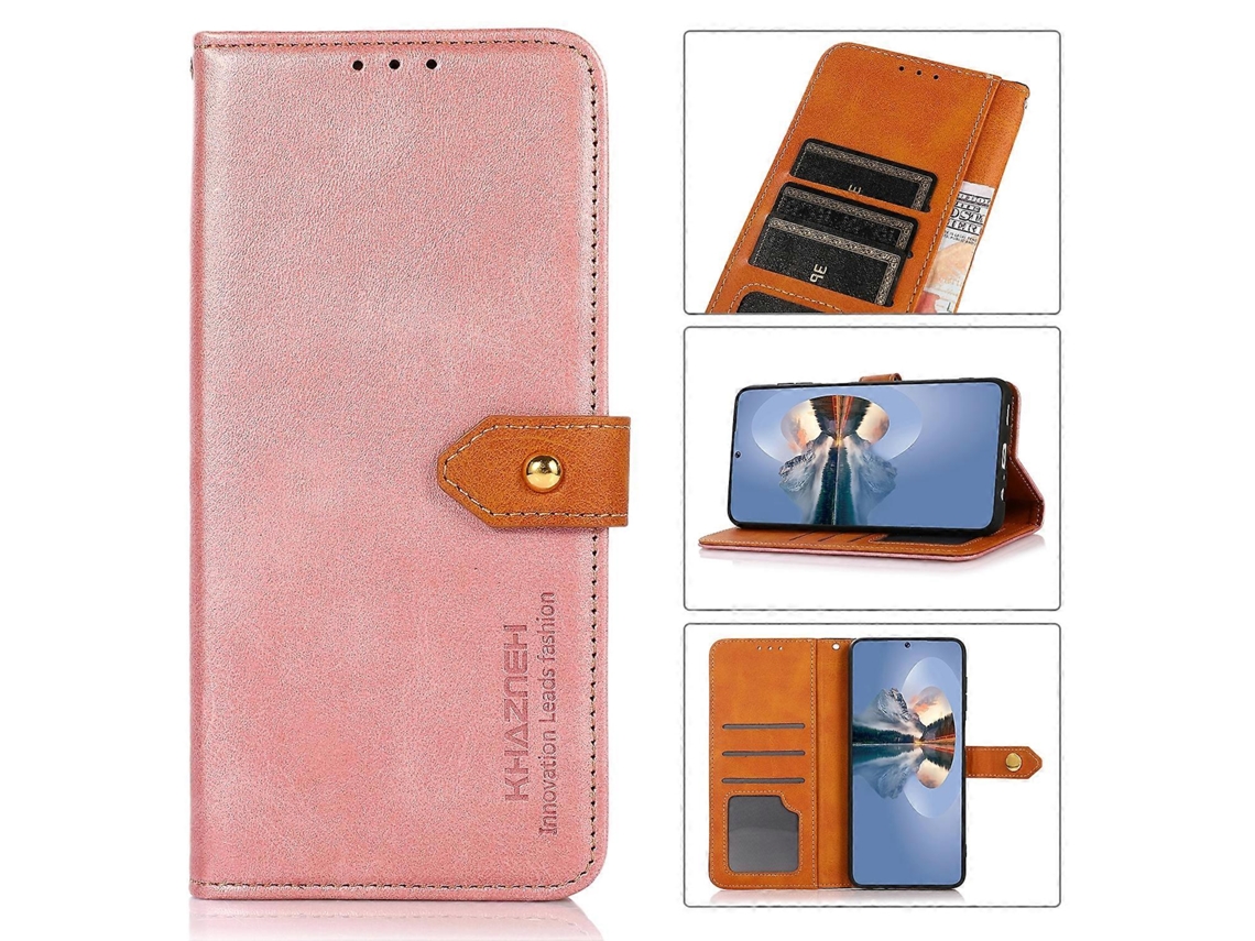 Capa De Celular Khazneh Com Flip De Couro Com Textura De Couro Bovino Bicolor