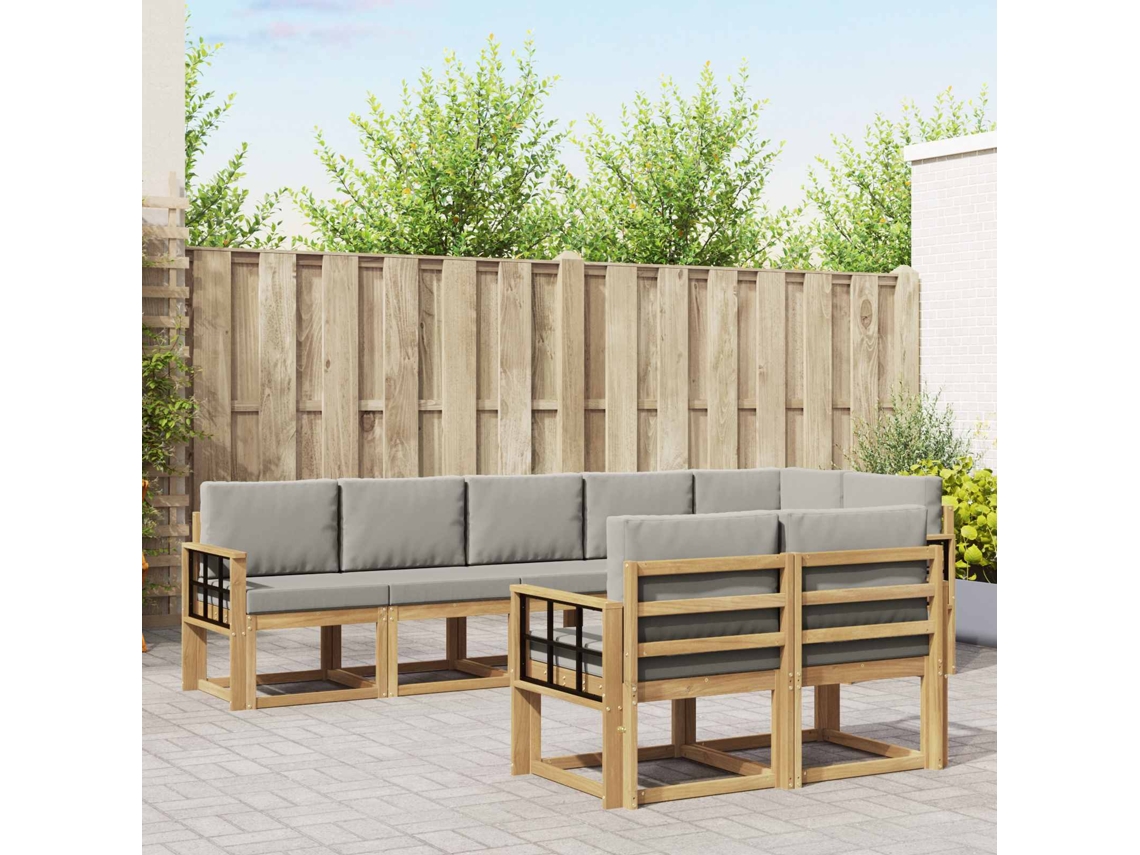 Vidaxl Conjunto De Sofás Para Exterior 8 Unid. Branco E Cinzento-claro