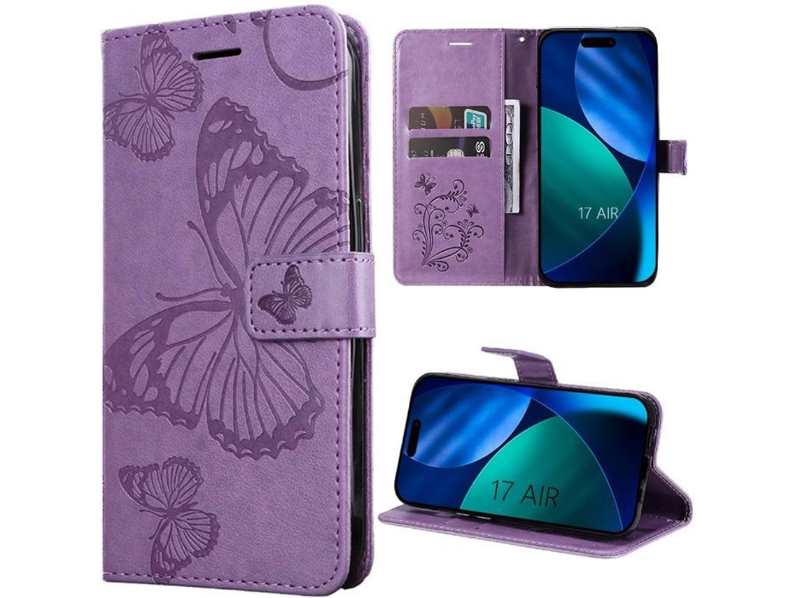 Capa Protetora - E.f.connection - Para Iphone Air - Couro Sintético Resistente Com Estampa De Borboleta Roxa