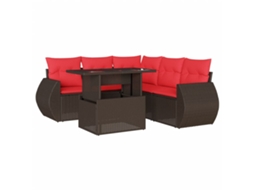 Conjunto de Sofá de Jardim, 6 Peças, Almofadas, Rattan Preto MAISON EXCLUSIVE