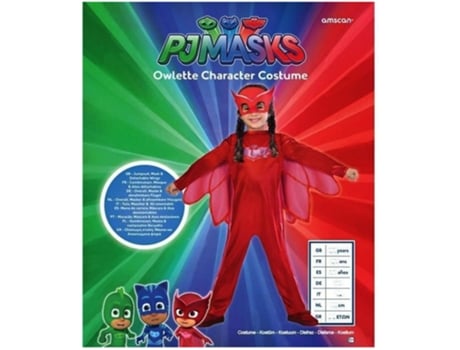 Macacão Máscara e Asas Destacáveis 2/3 Anos Corujinha Pjmasks