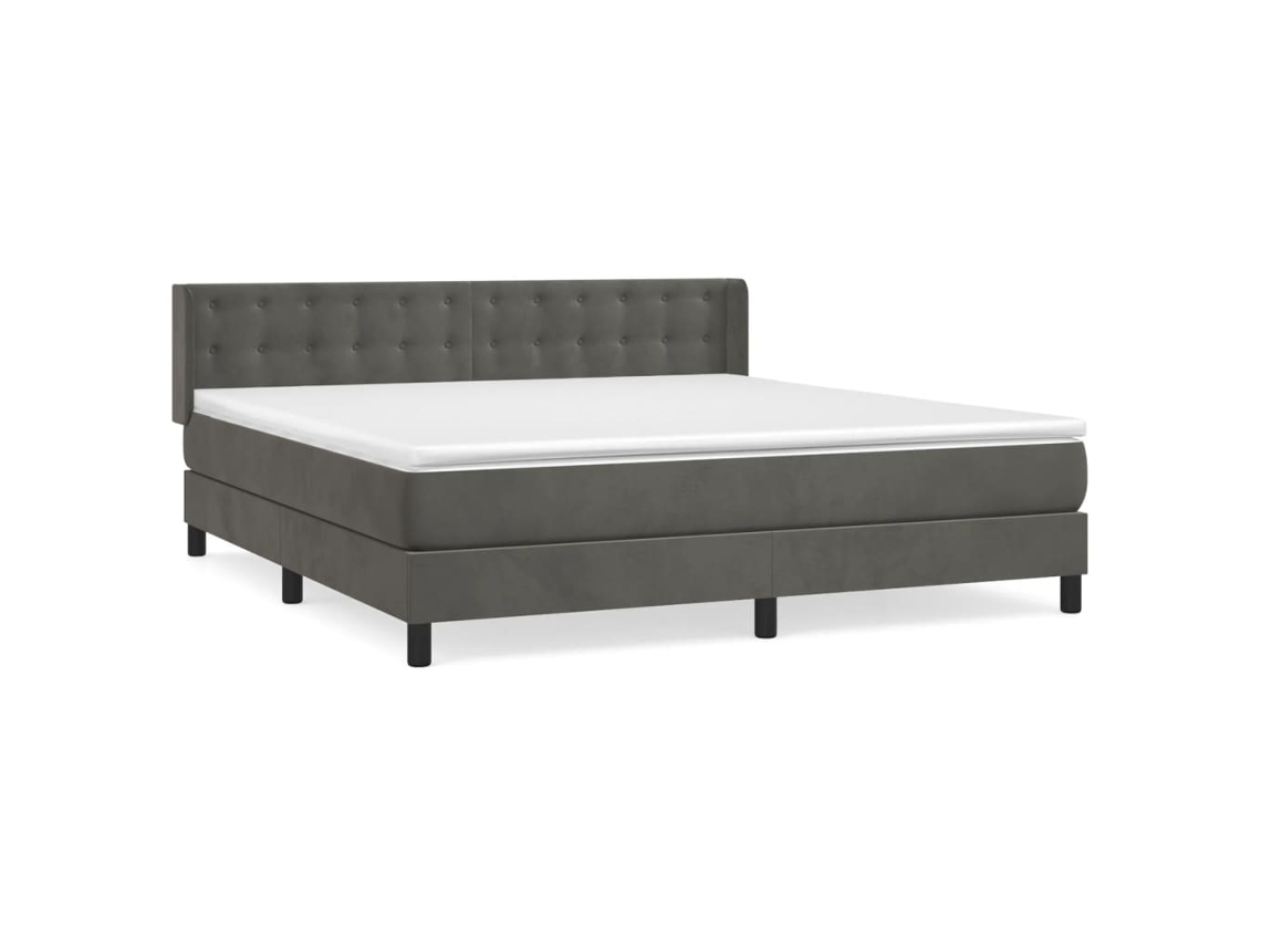Cama com Molas e Colchão Veludo Cinzento Escuro MAISON EXCLUSIVE (160x200 cm)