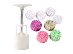 Conjunto de Moldes para Bolos de Lua Ferramenta para Fazer Bolos de Lua com Padrões Branco RNEMITERY