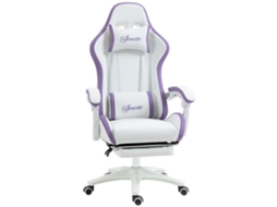 Cadeira Gamer com Altura Ajustável e Reclinável, 65x65x121-129 Cm, Branca e Roxa, ZENCORE SERVICES