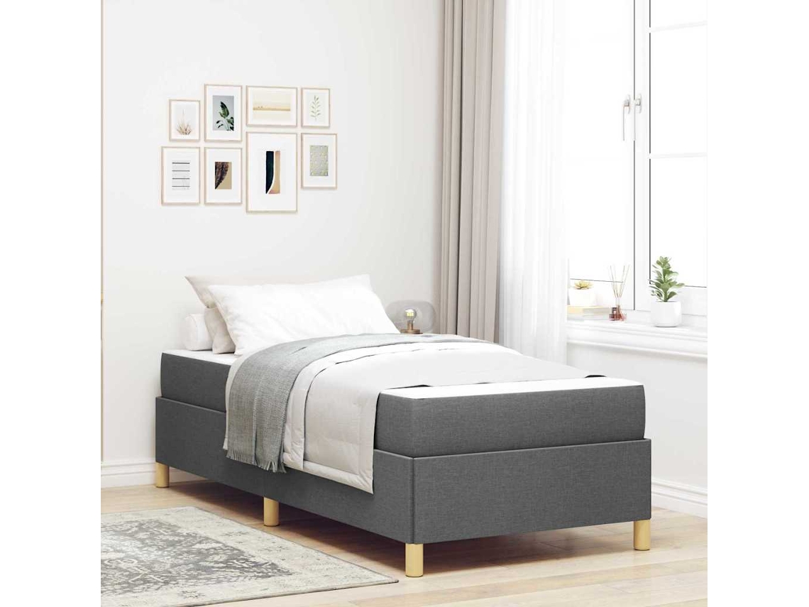 Vidaxl Estrutura da Cama com Colchão Cinza Escuro 80 X 200 Cm Tecido