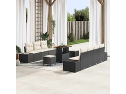 Vidaxl Conjunto De Sofá De Jardim 10 Unid. 9-número De Lugares Preto