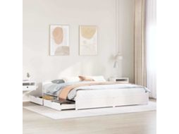 Vidaxl Cama Sem Colchão 160x200 Cm Madeira De Pinho Maciça Branco