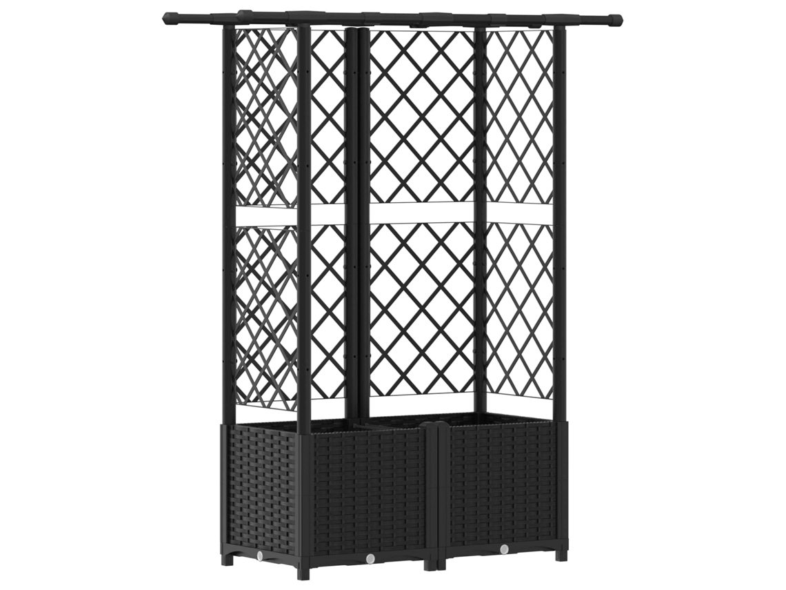 Vidaxl Cama Elevada Com Treliça E Telhado Preto 124 X 40 X 138 Cm Pp