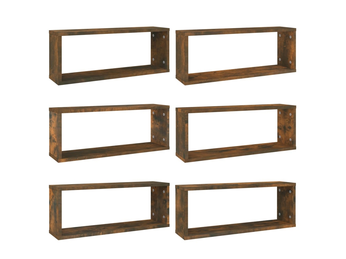Wall Cube Shelf, Wall Cube Shelves Vidaxl Marrom Madeira Processada (60 X 15 X 23 Cm)