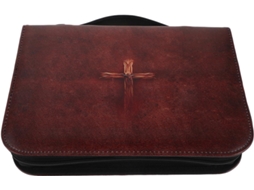Capa para Livro em Couro Pu com Elegante Cruz Vintage, Proteção Completa e Portabilidade Conveniente Casa, Esc